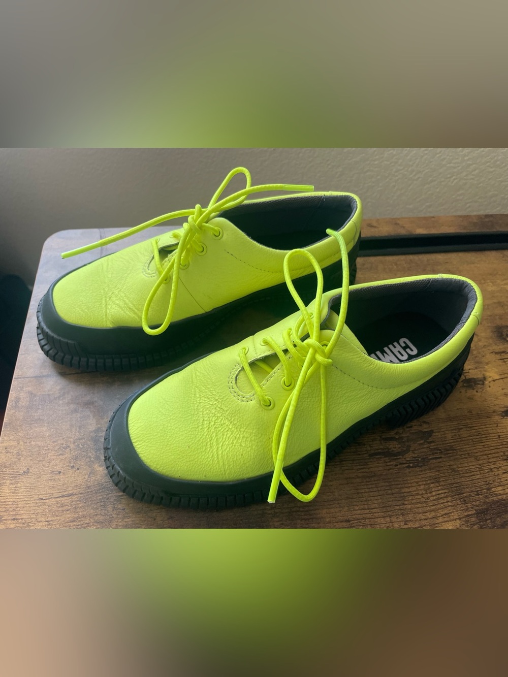 Camper Pix Neon Yellow Lace-Up Sneakers